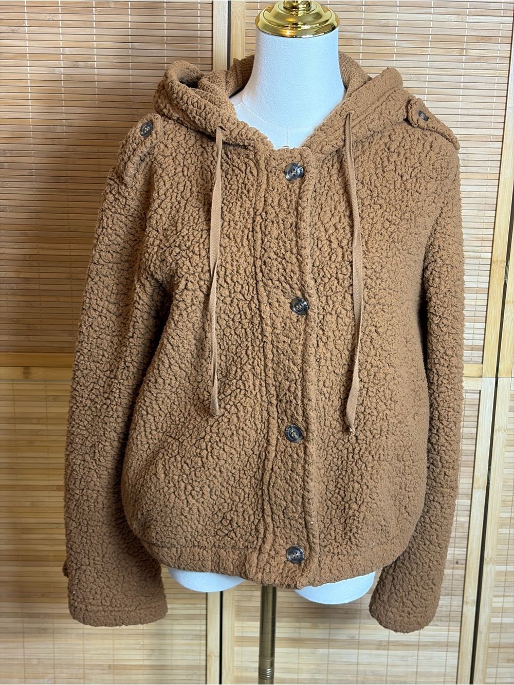 mine Camel Teddy Hooded Jacket